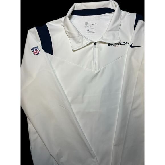 NFL Denver Broncos Nike Coaches Sideline L/S White 1/4 Zip Golf Jacket Men's L - Picture 3 of 15